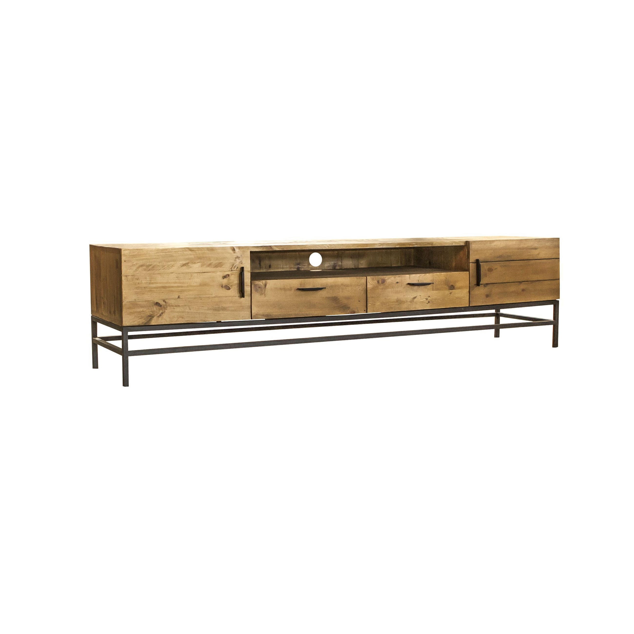TV-BÄNK  i 200/50/45 cm  - furufärgad/svart, Trend, metall/trä (200/50/45cm) - home24