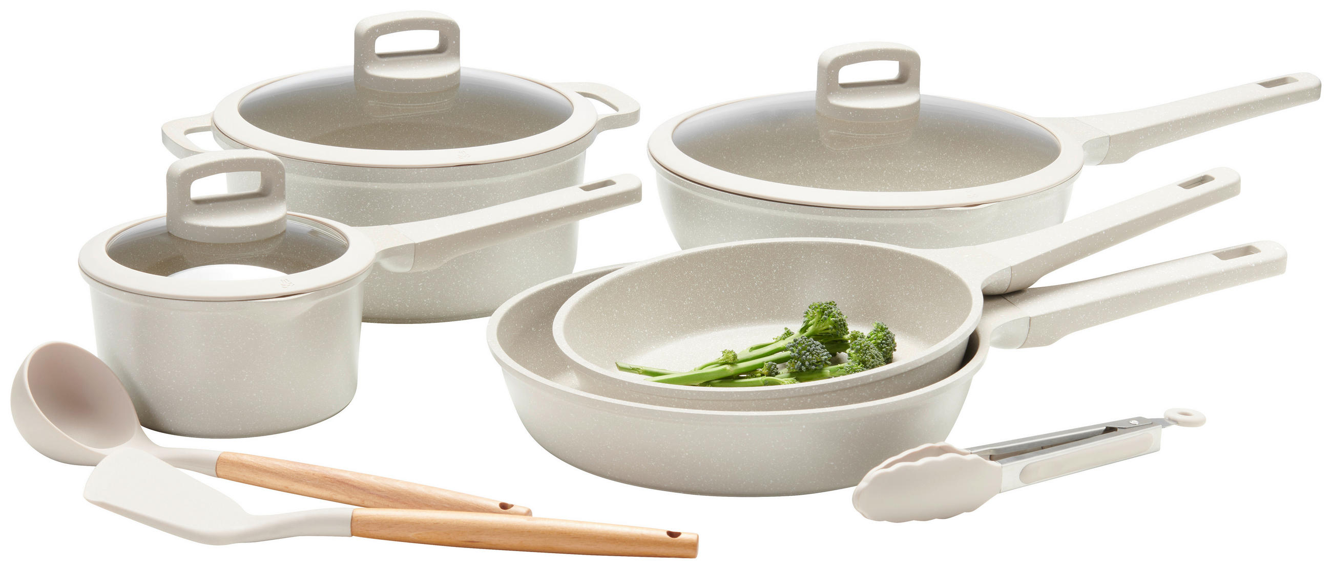 SET DE OALE 8 piese  - bej/străveziu, Basics, plastic/sticlă - Homeware Profession.