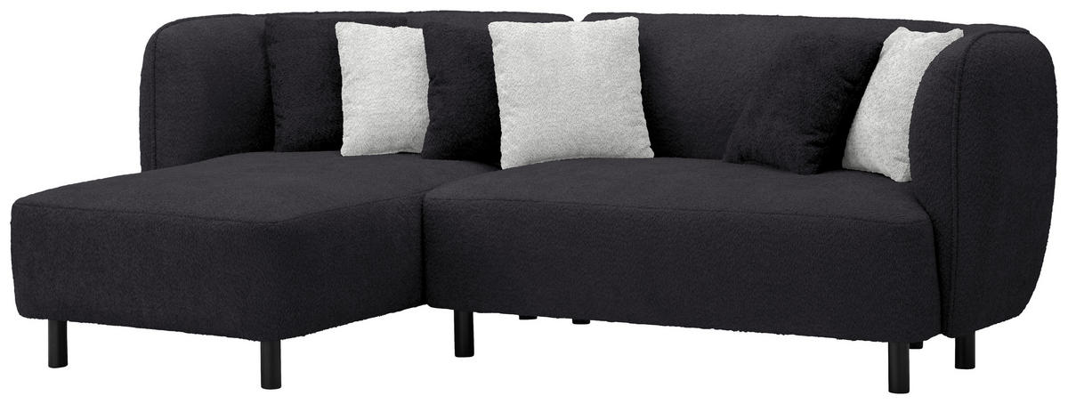 ECKSOFA in Chenille Graphitfarben  - Weiss/Hellgrau, Design, Holz/Textil (236/148cm) - Lomoco