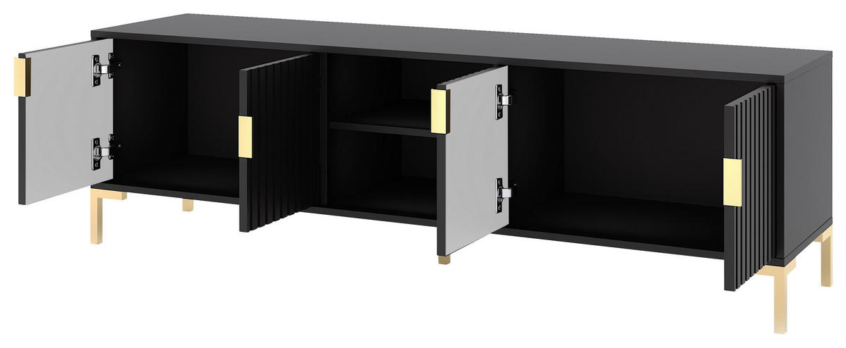 LOWBOARD Flinn  in 165/50/40 cm  - Goldfarben/Schwarz, Design, Holzwerkstoff/Metall (165/50/40cm) - Boxxx