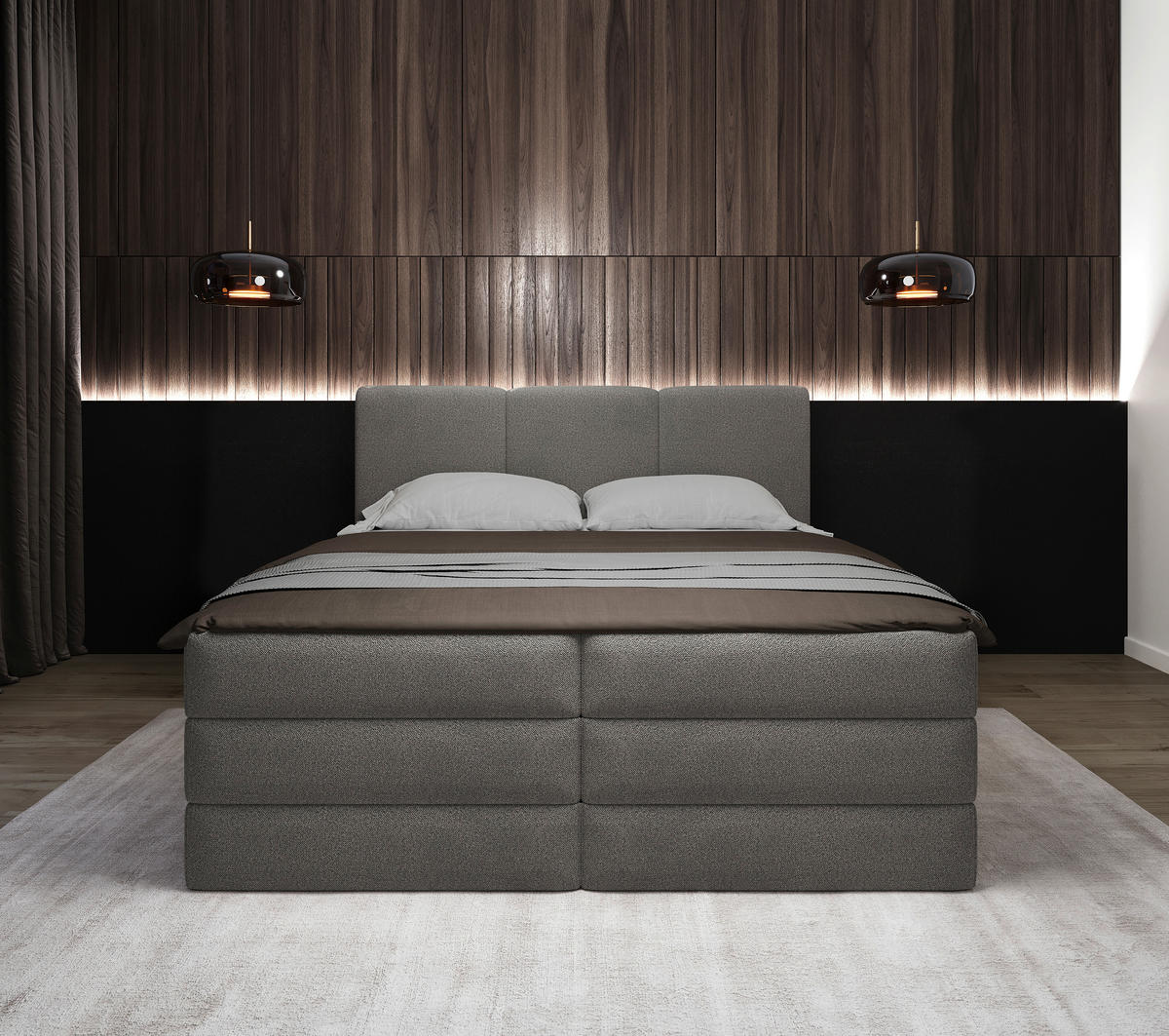 BOXSPRINGBETT 180/200 cm  in Anthrazit  - Anthrazit/Schwarz, MODERN, Holz/Holzwerkstoff (180/200cm) - MID.YOU