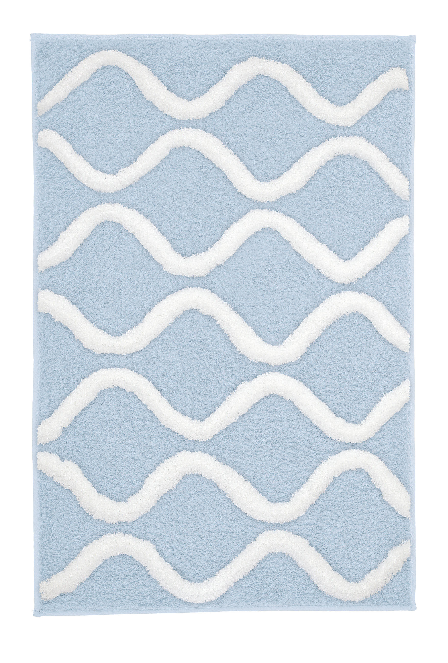 BADTEPPICH Blau, Weiß 55/65 cm  - Blau/Weiß, Basics, Kunststoff/Textil (55/65cm) - Kleine Wolke