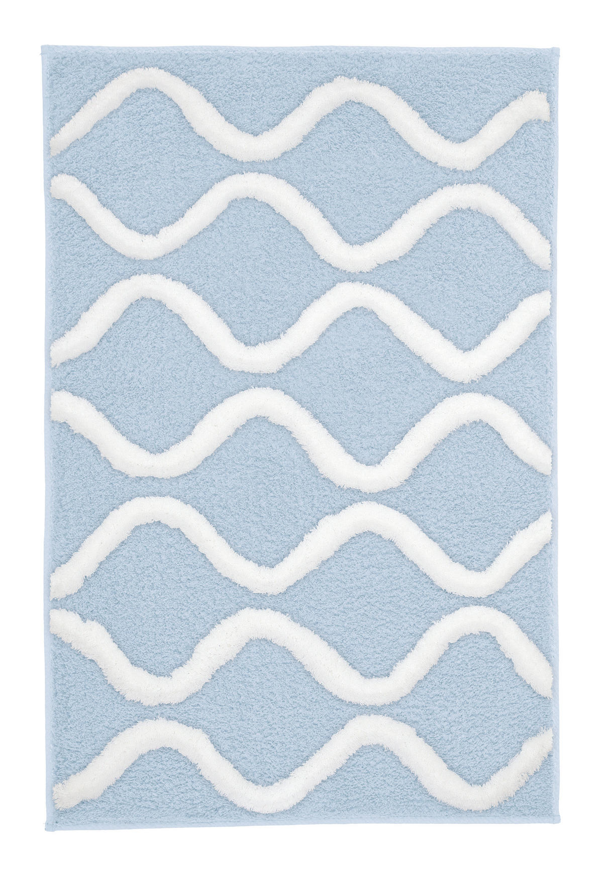 BADTEPPICH Blau, Weiß 55/65 cm  - Blau/Weiß, Basics, Kunststoff/Textil (55/65cm) - Kleine Wolke