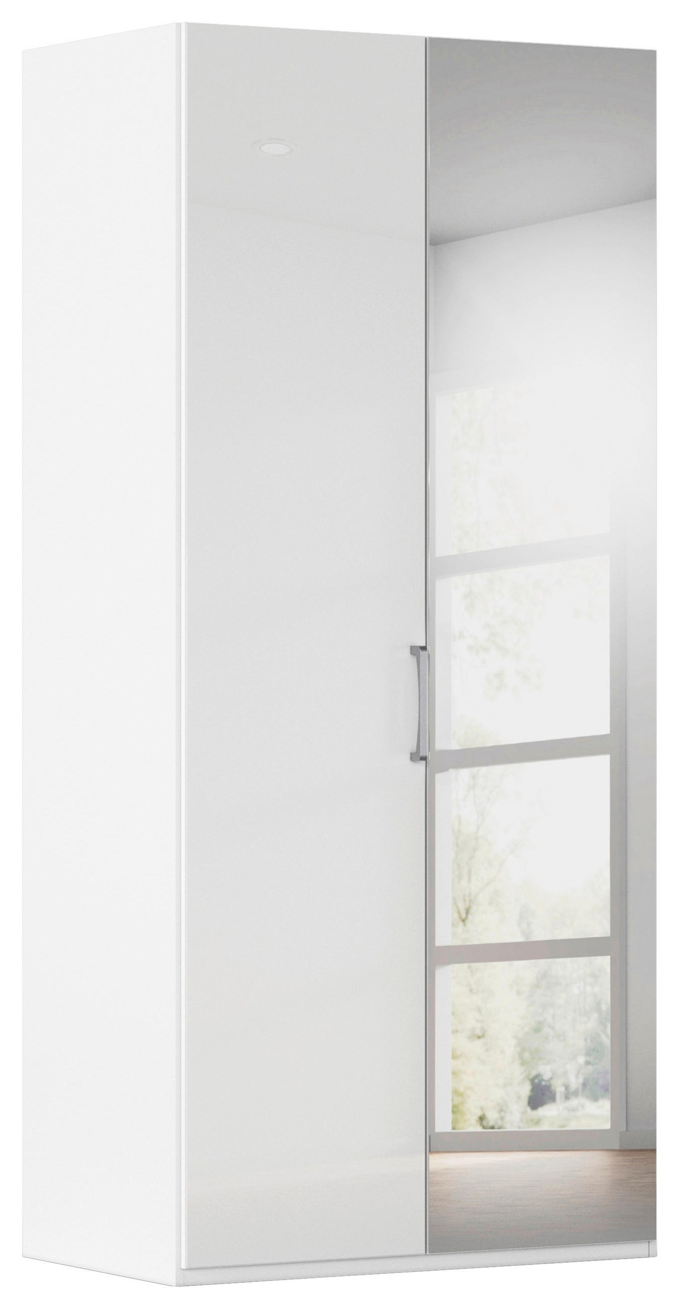 DREHTÜRENSCHRANK 101/235/61 cm,  in Weiß, Weiß Hochglanz, 2-türig  - Chromfarben/Edelstahlfarben, Basics, Glas/Holzwerkstoff (101/235/61cm) - Novel