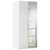 DREHTÜRENSCHRANK 101/235/61 cm,  in Weiß, Weiß Hochglanz, 2-türig  - Chromfarben/Edelstahlfarben, Basics, Glas/Holzwerkstoff (101/235/61cm) - Novel