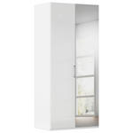 DREHTÜRENSCHRANK 101/223/61 cm,  in Weiß, Weiß Hochglanz, 2-türig  - Chromfarben/Edelstahlfarben, Basics, Glas/Holzwerkstoff (101/223/61cm) - Novel