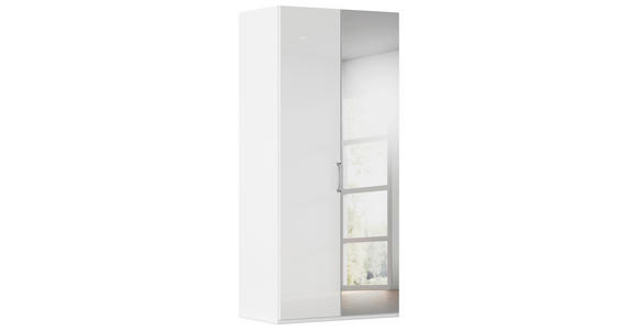 DREHTÜRENSCHRANK  in Weiß, Weiß Hochglanz  - Chromfarben/Edelstahlfarben, Basics, Glas/Holzwerkstoff (101/223/61cm) - Novel