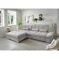 ECKSOFA in Chenille Grau  - Chromfarben/Grau, Design, Textil/Metall (196/300cm) - Livetastic