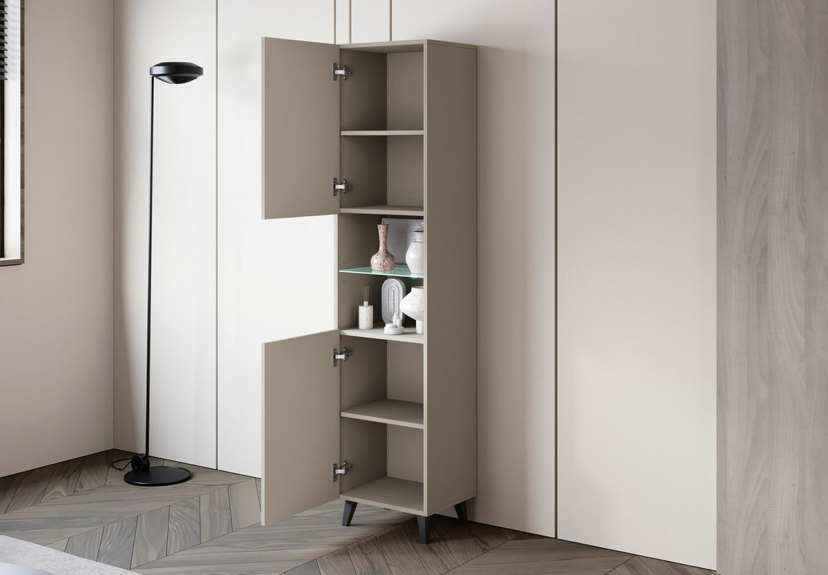 VITRINE  in Kaschmir  - Kaschmir/Schwarz, Design, Glas/Holzwerkstoff (40/170/31,5cm) - P & B