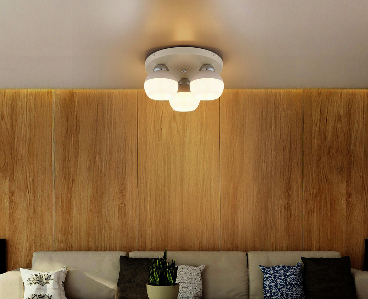 DECKENLEUCHTE  30/15,5 cm    - Sandfarben/Chromfarben, Trend, Glas/Metall (30/15,5cm) - Collet's Monde