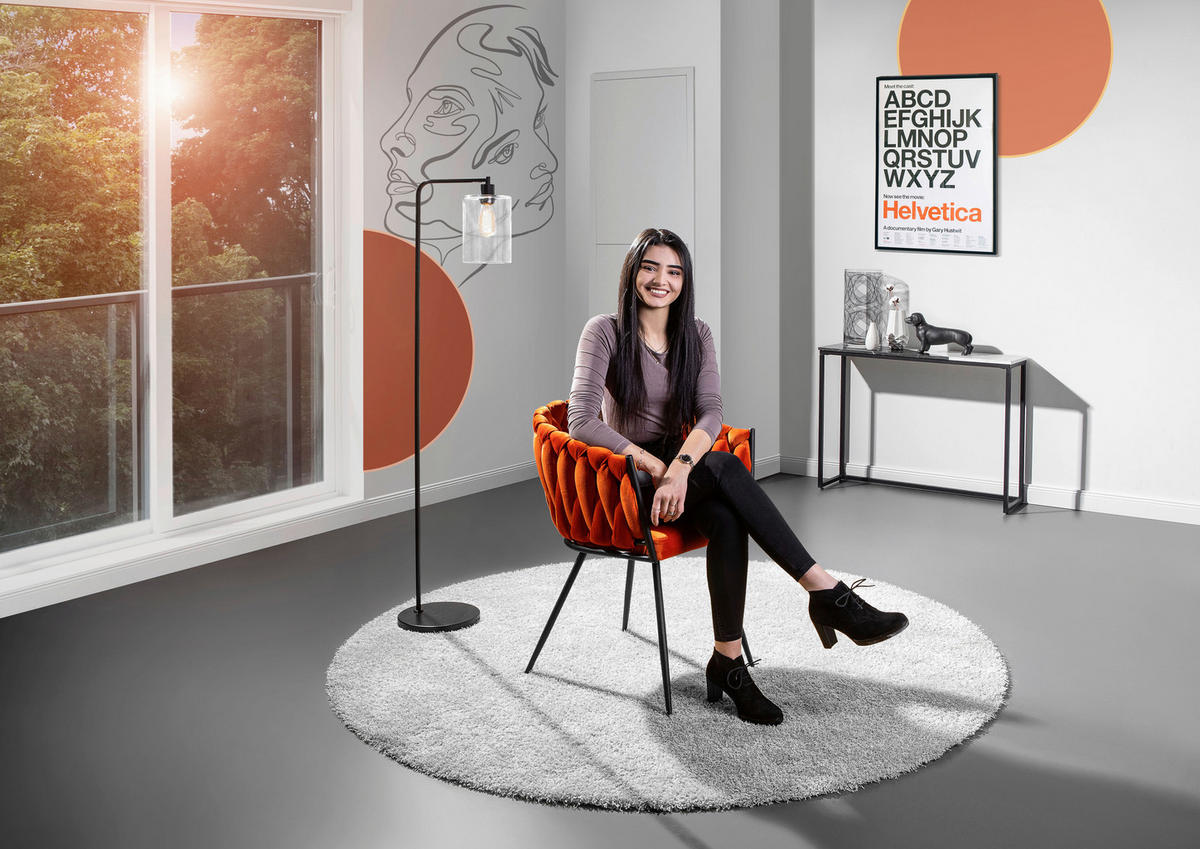 ARMLEHNSTUHL  in Aluminium Velours  - Schwarz/Orange, LIFESTYLE, Textil/Metall (60/78/55cm) - Landscape
