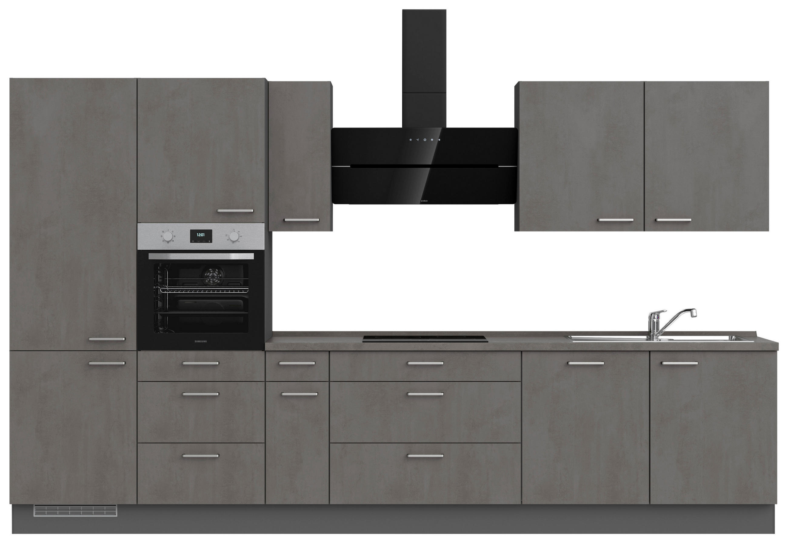 KÜCHENLEERBLOCK 360 cm   in Schieferfarben  - Schieferfarben/Edelstahlfarben, MODERN, Holzwerkstoff/Metall (360cm) - Nobilia