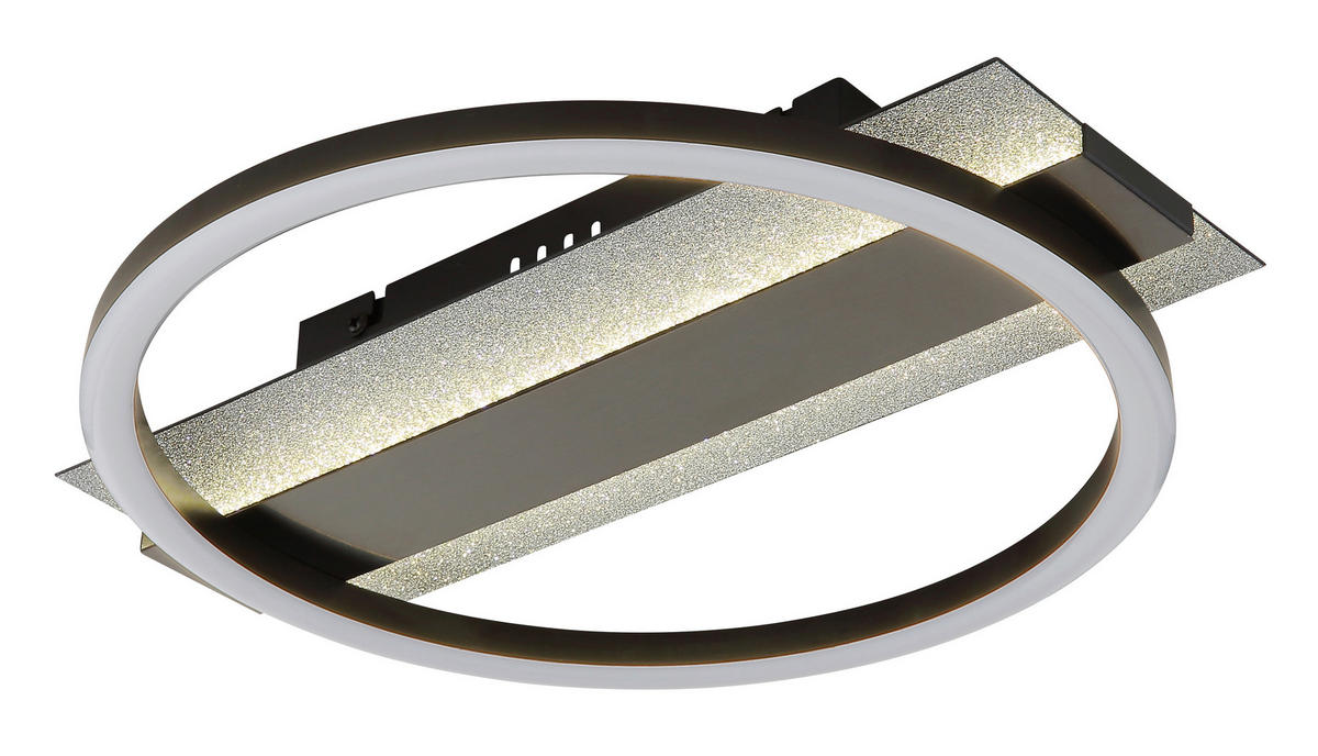 LED-DECKENLEUCHTE 34,2/6,8 cm   - Silberfarben/Schwarzchrom, Design, Kunststoff/Metall (34,2/6,8cm) - Globo