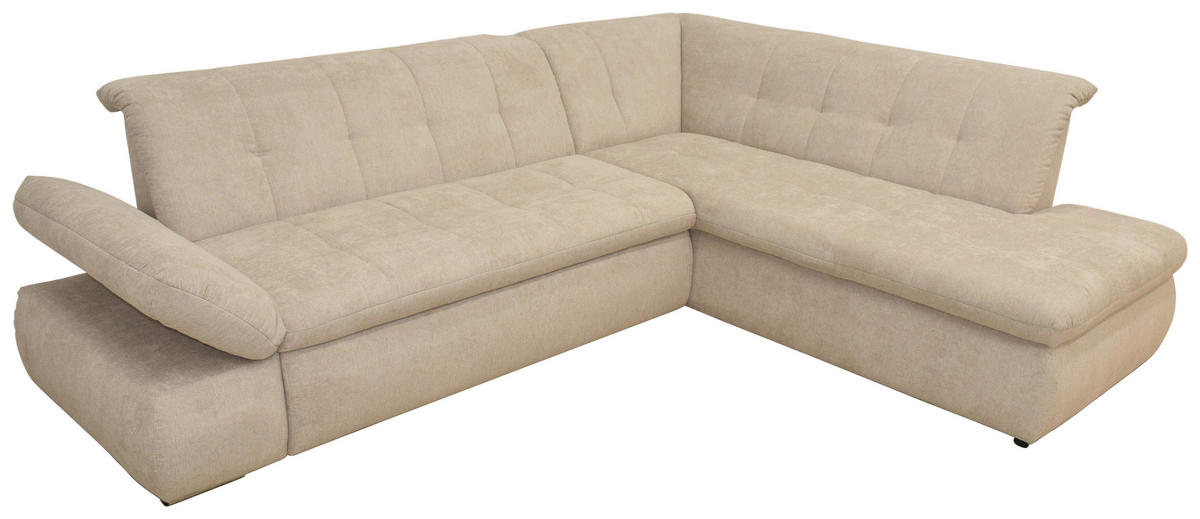 ECKSOFA in Mikrofaser Beige  273/216 cm  - Chromfarben/Beige, KONVENTIONELL, Textil/Metall (273/216cm) - MID.YOU