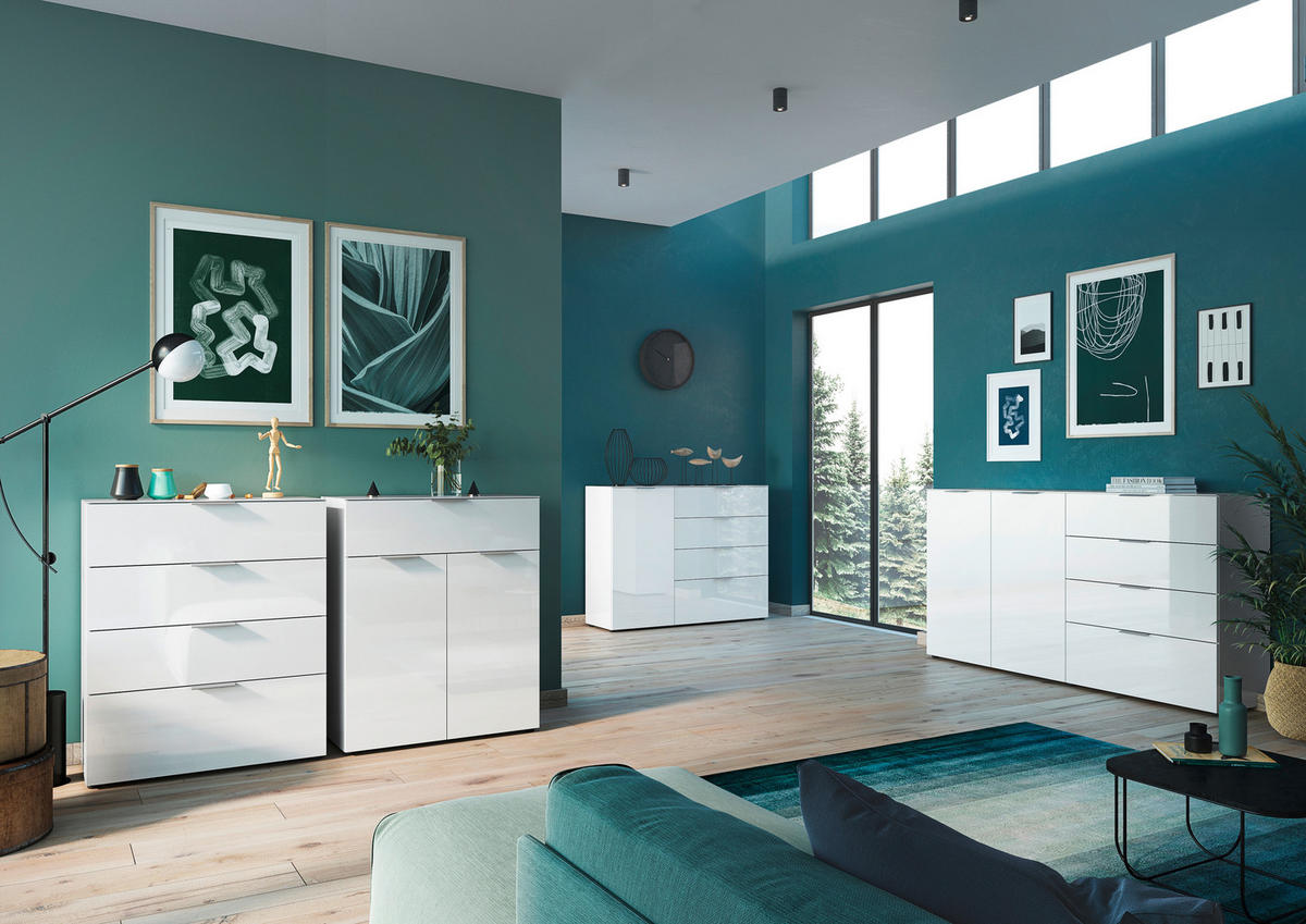 KOMÓD 83/102/42 cm  - fekete/ezüstszínű, Modern, műanyag/faalapú anyag (83/102/42cm) - Premium Living