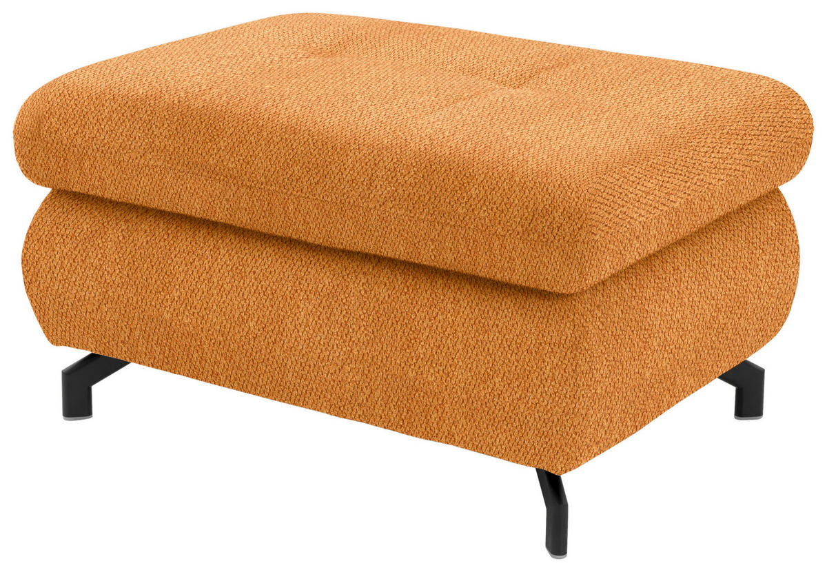 ECKSOFA in Chenille Orange  220/310 cm  - Schwarz/Orange, Design, Textil/Metall (220/310cm) - Beldomo Style