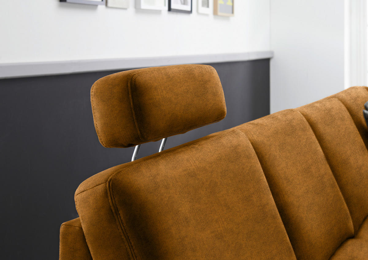 WOHNLANDSCHAFT in Velours Cognac  - Eichefarben/Cognac, Konventionell, Holz/Textil (235/316/167cm) - Beldomo System