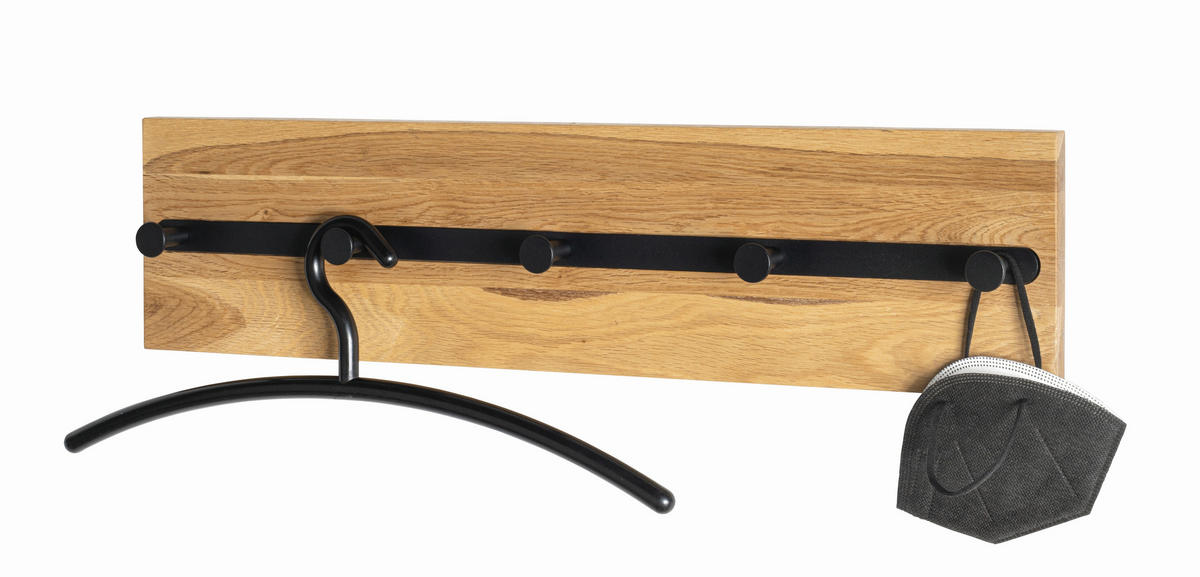 WANDGARDEROBE  in Eiche massiv Schwarz, Eichefarben  - Eichefarben/Schwarz, Design, Holz/Metall (60/15/6cm)