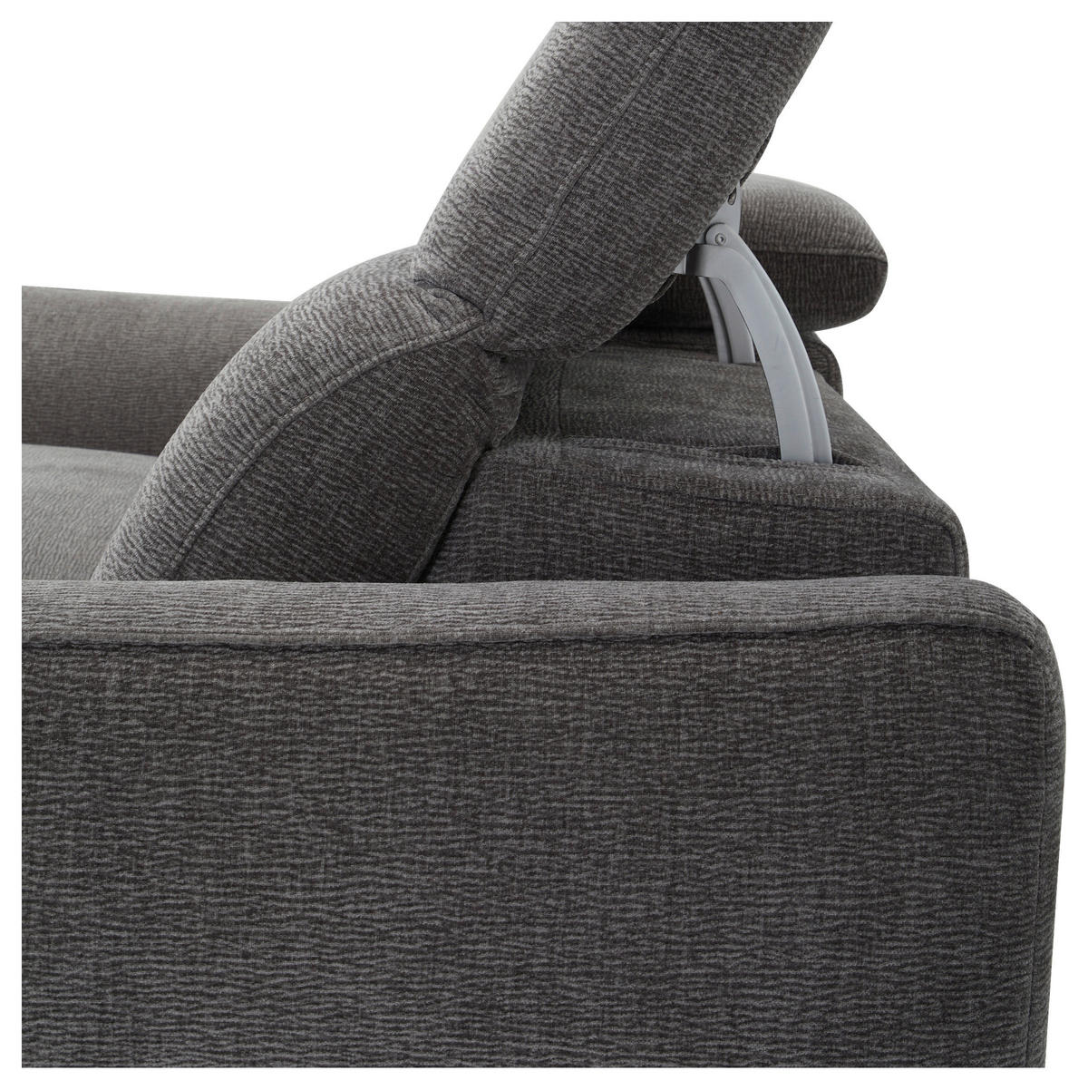 3-SITZER-SOFA in Flachgewebe Dunkelgrau  - Dunkelgrau/Schwarz, Lifestyle, Textil/Metall (198/83/107/111cm) - Livetastic