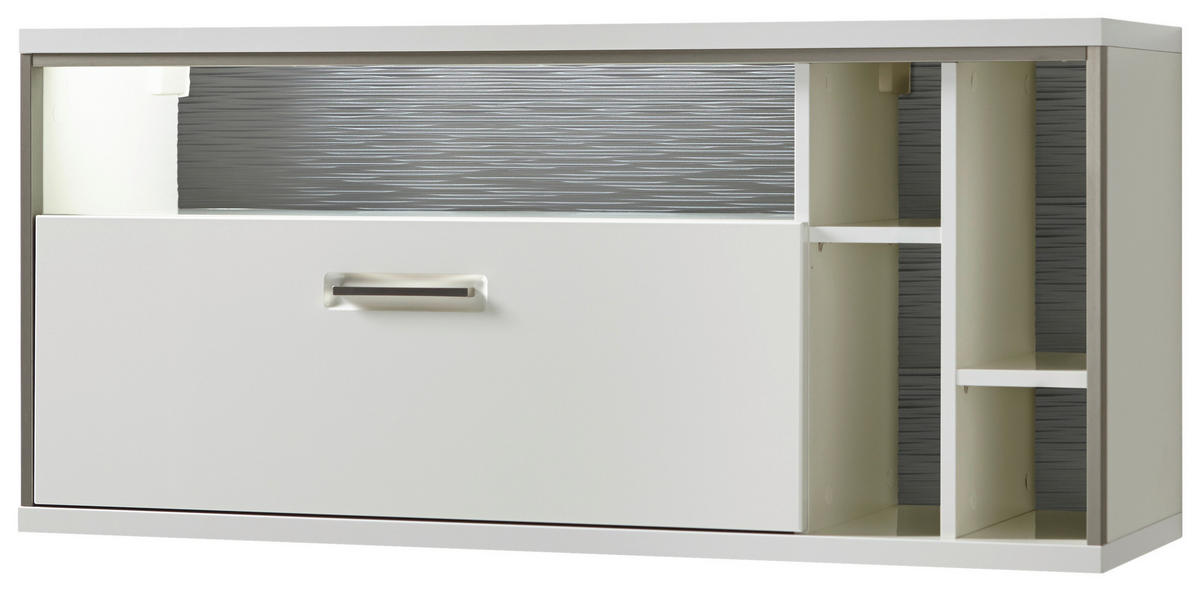 HÄNGEELEMENT in Grau, Silberfarben, Weiß, Weiß Hochglanz   - Weiß Hochglanz/Silberfarben, Design, Holzwerkstoff/Metall (124/56/38cm) - Livetastic