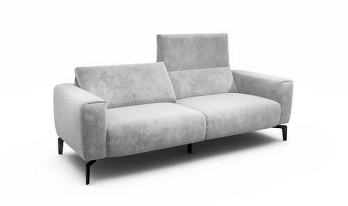 2,5-SITZER in Samt Hellgrau  - Hellgrau/Schwarz, Design, Textil/Metall (220/86/86-94cm) - SENSOO