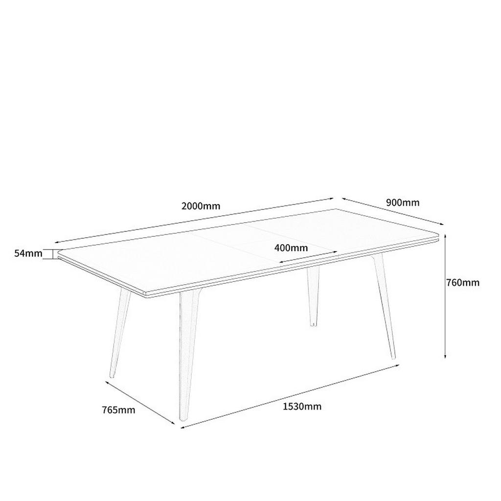 Thumbnail - Mid.you Esstisch, Schwarz, Weiß, Metall, Holzwerkstoff, rechteckig, konisch, 160-200x76x90 cm, ausziehbar, Esszimmer, Ti...