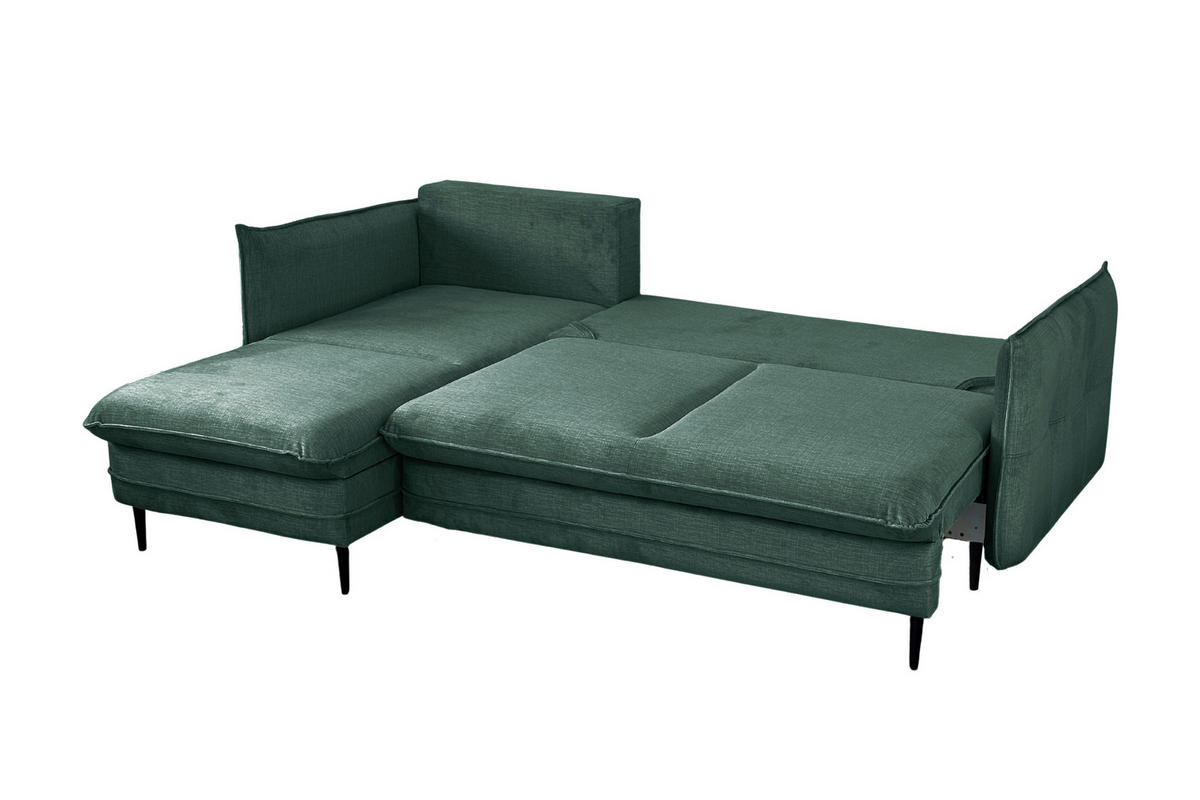 ECKSOFA Mintgrün Flachgewebe  - Schwarz/Mintgrün, Design, Holz/Kunststoff (170/235cm) - MID.YOU