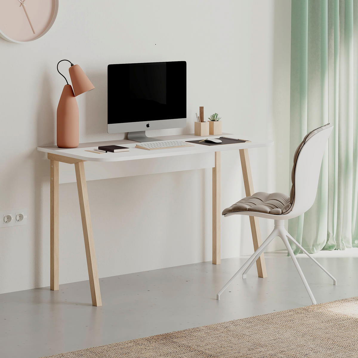 COMPUTERTISCH 120/60/75 cm  in Weiss, Mokka  - Weiss/Eichefarben, Design, Holzwerkstoff (120/60/75cm) - Livetastic