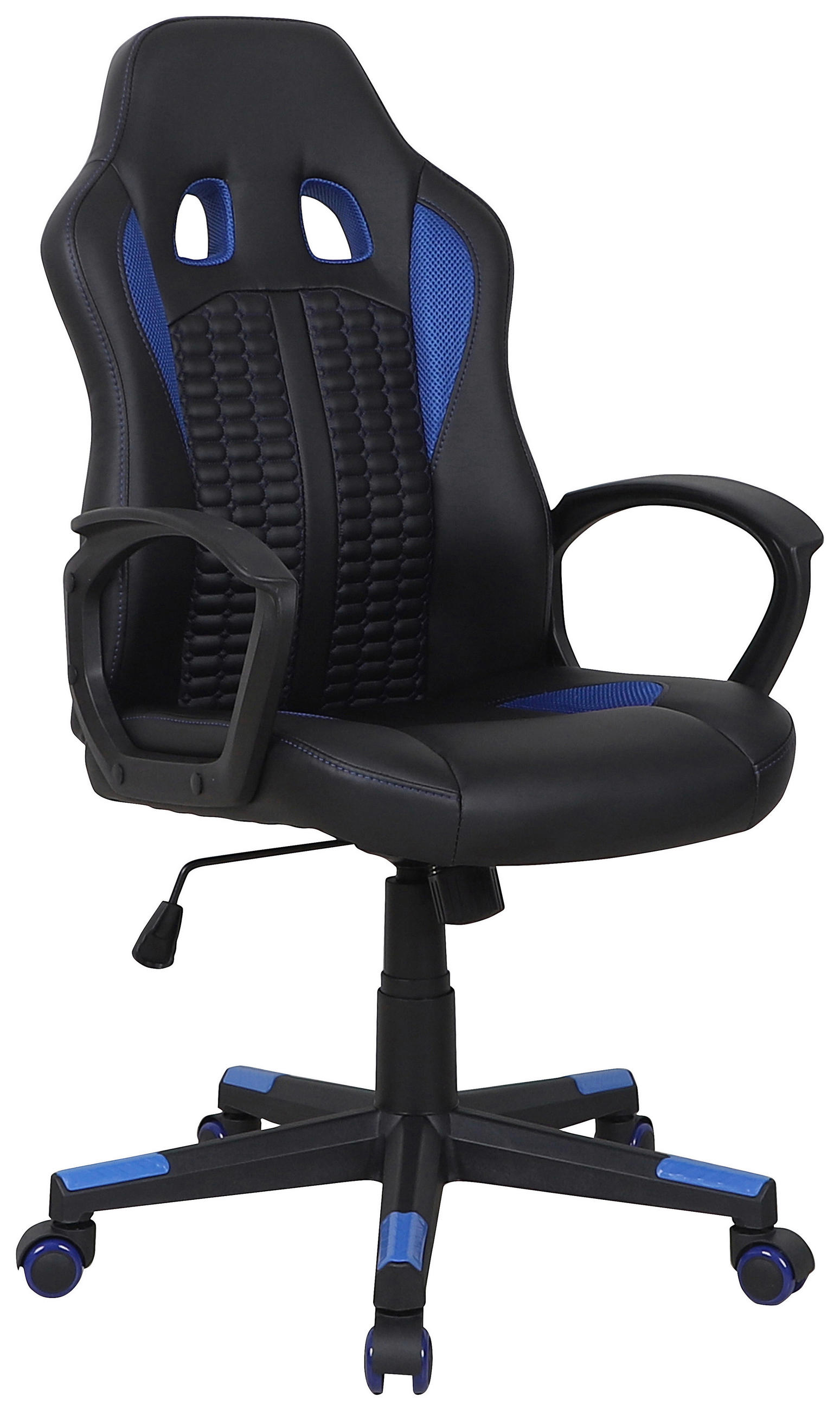 GAMING STOL umetna masa, tekstil modra, črna - modra/črna, Basics, umetna masa/tekstil (56/104-113/64cm) - Xora