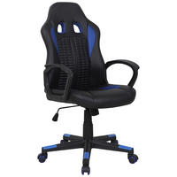 GAMER SZÉK  bőrhatású textil, feszített neccháló kék, fekete  - fekete/kék, Basics, műanyag/textil (56/104-113/64cm) - Xora