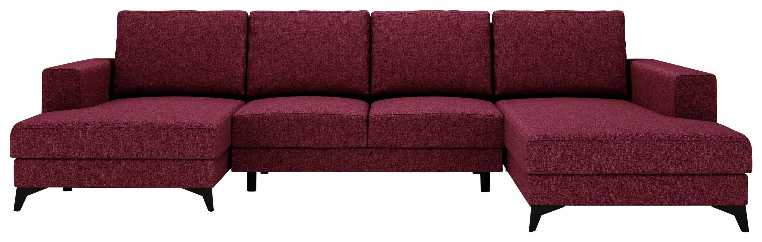 WOHNLANDSCHAFT Rot Flachgewebe  - Rot/Schwarz, Design, Textil/Metall (156/339/190cm) - Livetastic