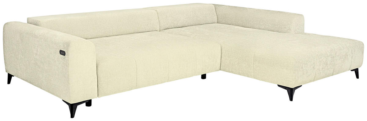 HÖRNSOFFA i chenille cremefärgad  - svart/cremefärgad, Klassisk, textil/plast (279/222cm) - MID.YOU