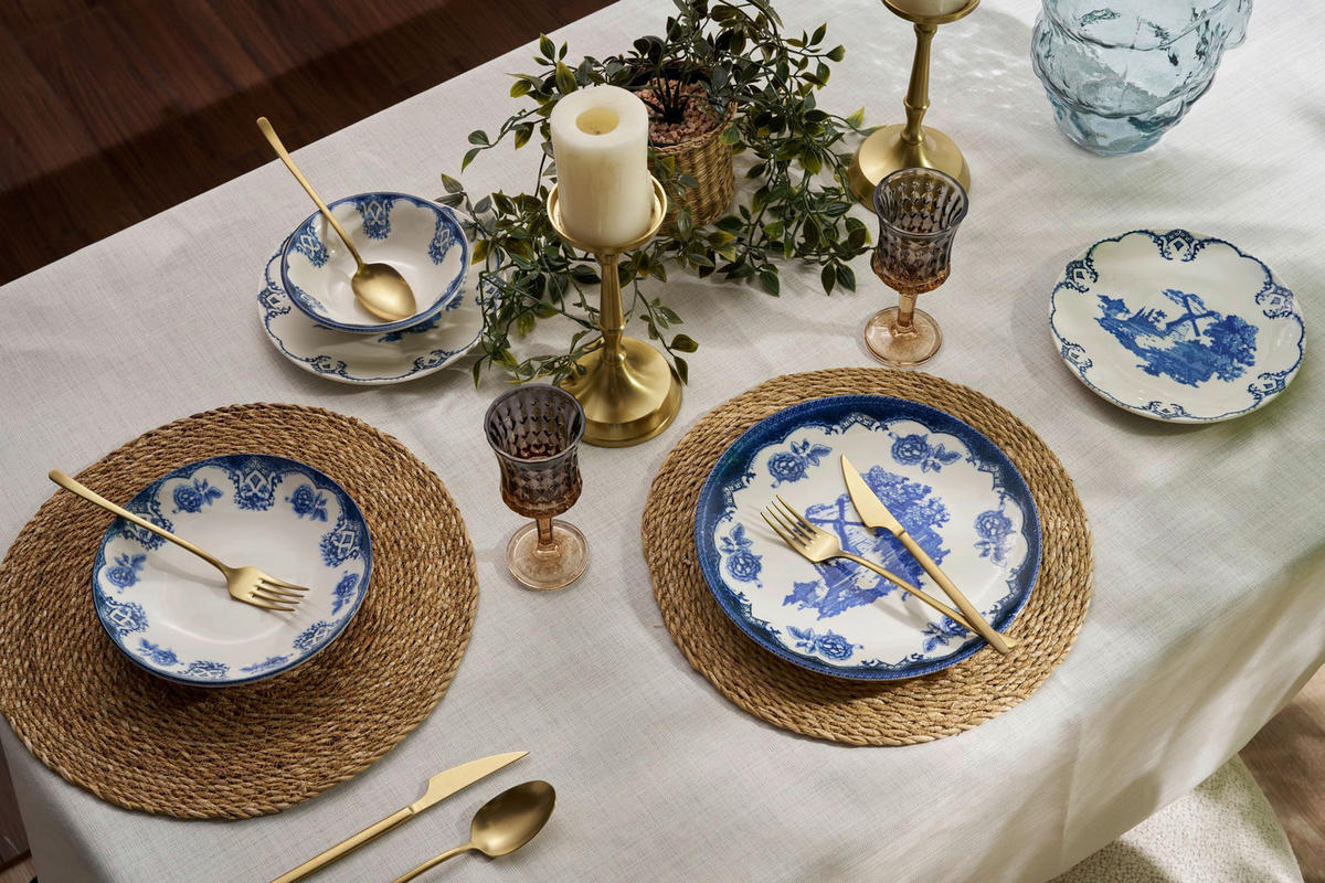 KOMBISERVICE Blau, Weiß 24-teilig 6 Personen  - Blau/Weiß, Basics, Keramik - P & B