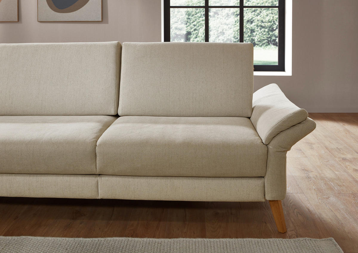 ECKSOFA Beige Chenille, Flachgewebe  - Beige/Naturfarben, Design, Holz/Textil (281/157cm) - Valnatura