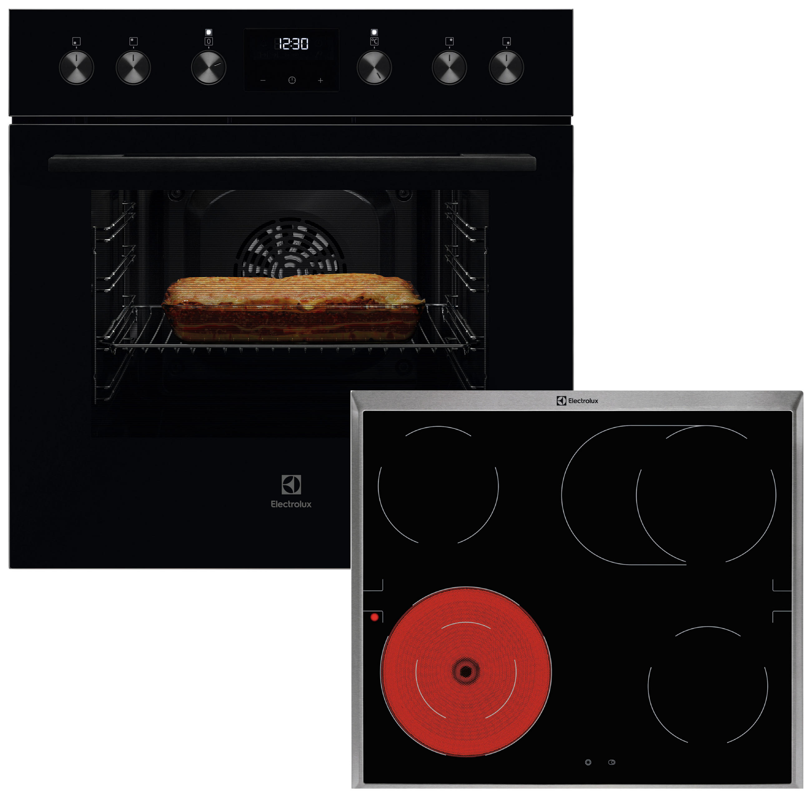 HERDSET ELXH3K  - Edelstahlfarben/Schwarz, Basics, Glas/Metall (59,5/59,8/54,8cm) - Electrolux