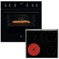 HERDSET ELXH3K  - Edelstahlfarben/Schwarz, Basics, Glas/Metall (59,5/59,8/54,8cm) - Electrolux