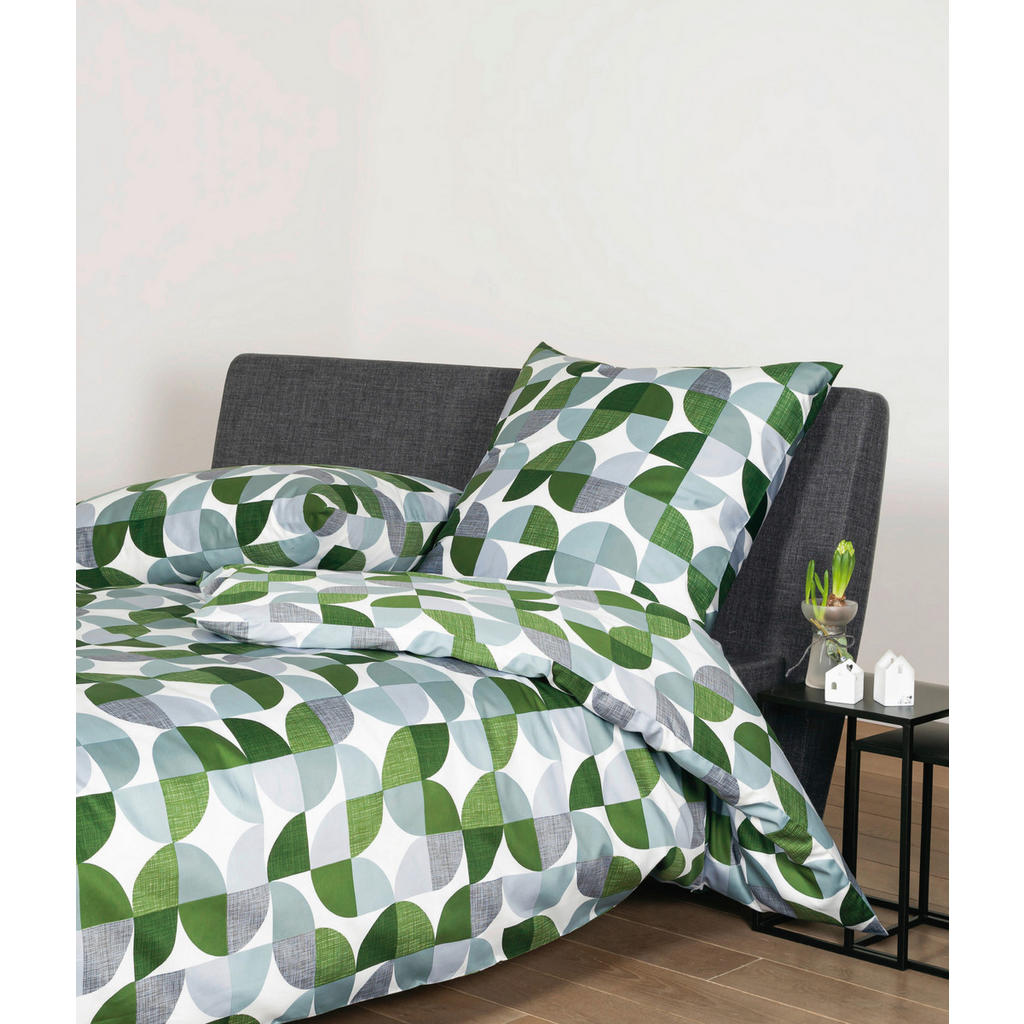 Thumbnail - Janine Bettwäsche Palermo, Grau, Grün, Textil, Graphik, 135x200 cm, Textiles Vertrauen - Oeko-Tex®, Oeko-Tex® Made IN Gr...