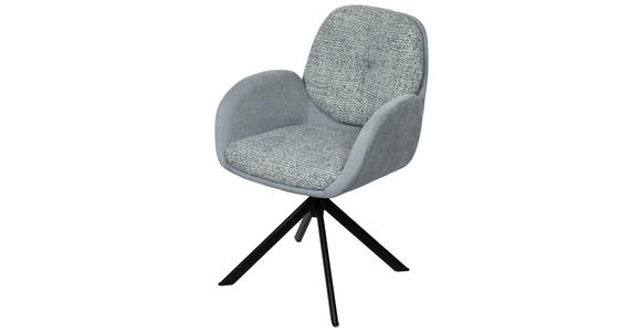 ARMLEHNSTUHL  in Eisen Webstoff  - Jadegrün/Schwarz, Design, Textil/Metall (59/90/64cm) - Linea Natura