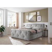BOXSPRINGBETT 180/200 cm  in Grau  - Schwarz/Grau, Design, Holzwerkstoff/Kunststoff (180/200cm) - Boxxx