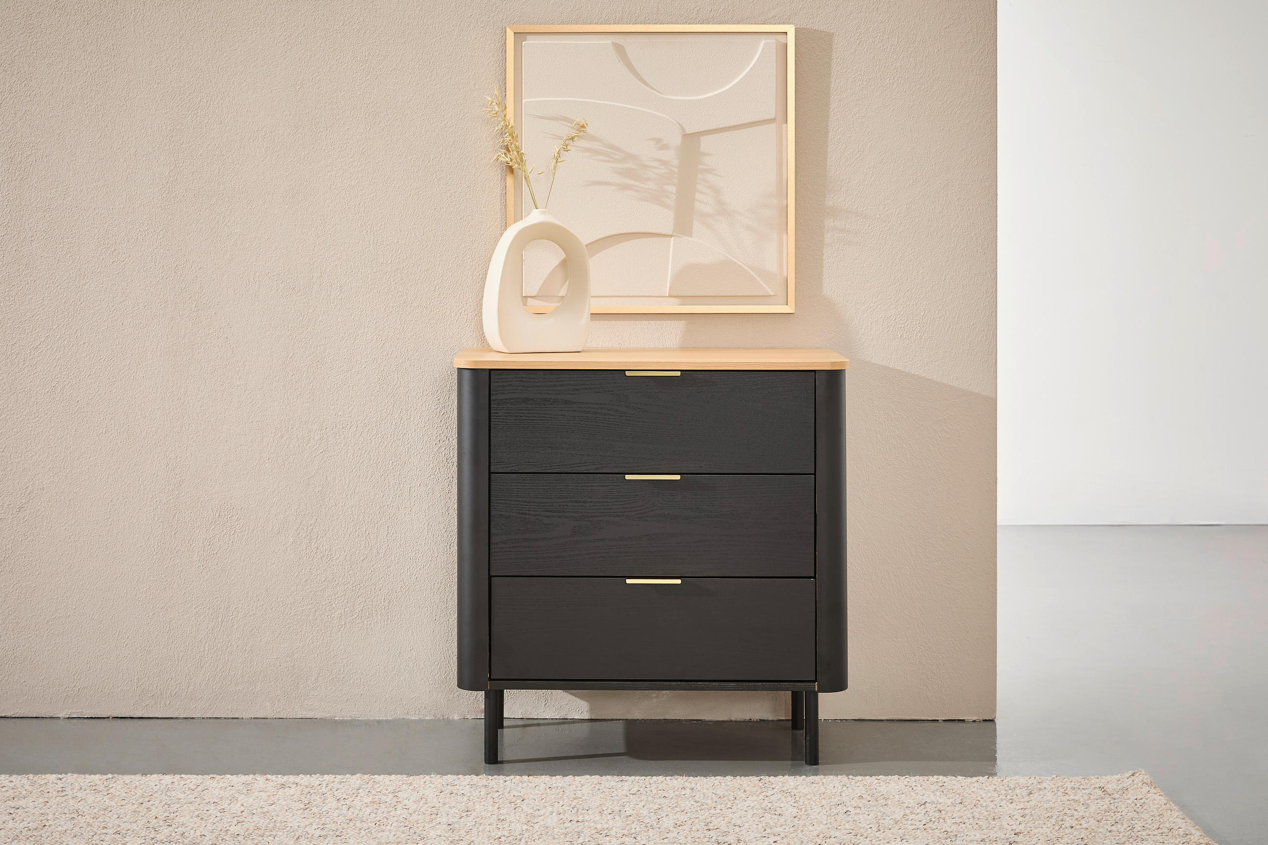 KOMMODE  in 73/75/40 cm  - Eichefarben/Goldfarben, Trend, Holzwerkstoff/Metall (73/75/40cm) - Xora