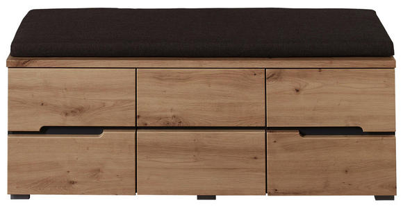 GARDEROBENBANK 120/48/38 cm - Eichefarben/Graphitfarben, Design, Holzwerkstoff/Textil (120/48/38cm) - Voleo
