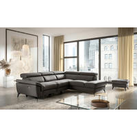 ECKSOFA SONO in Lederlook Echtleder Dunkelbraun Armteilverstellung, Kopfteilverstellung  265/210 cm  - Dunkelbraun/Schwarz, Design, Leder/Textil (265/210cm) - Livetastic