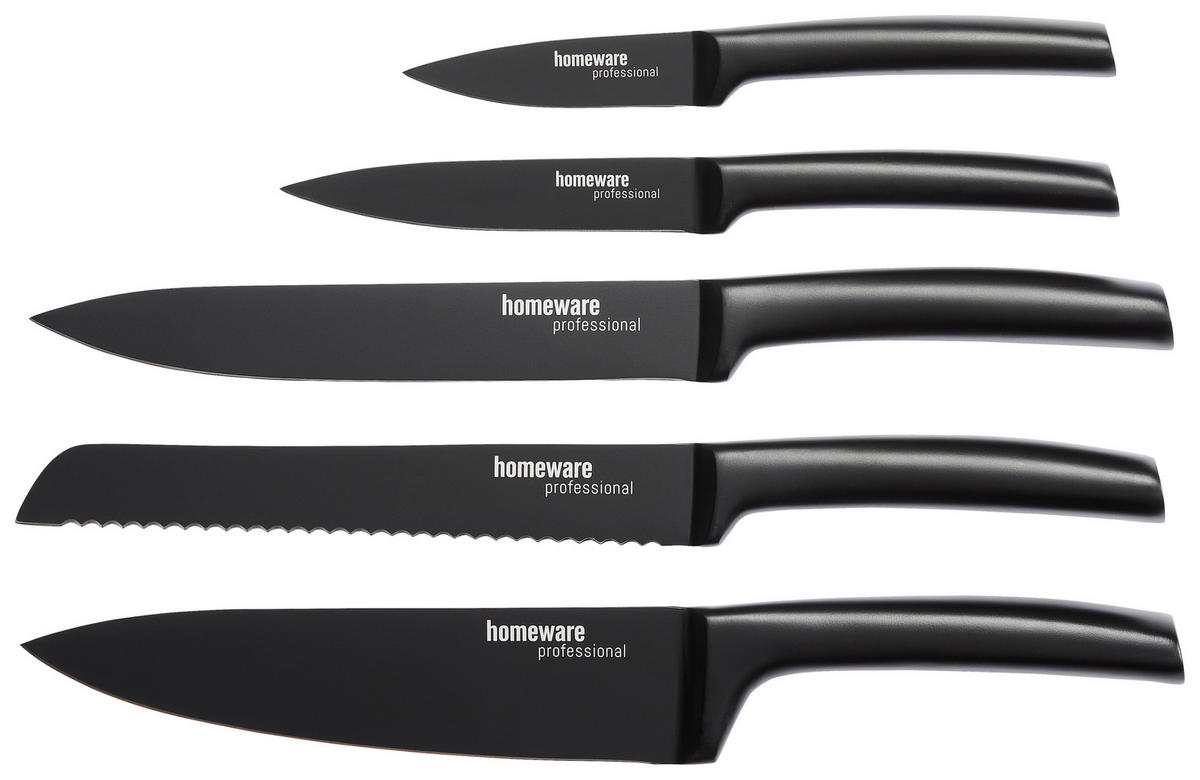 MESSERSET 5-teilig  - Schwarz, Trend, Metall - Homeware Profession.