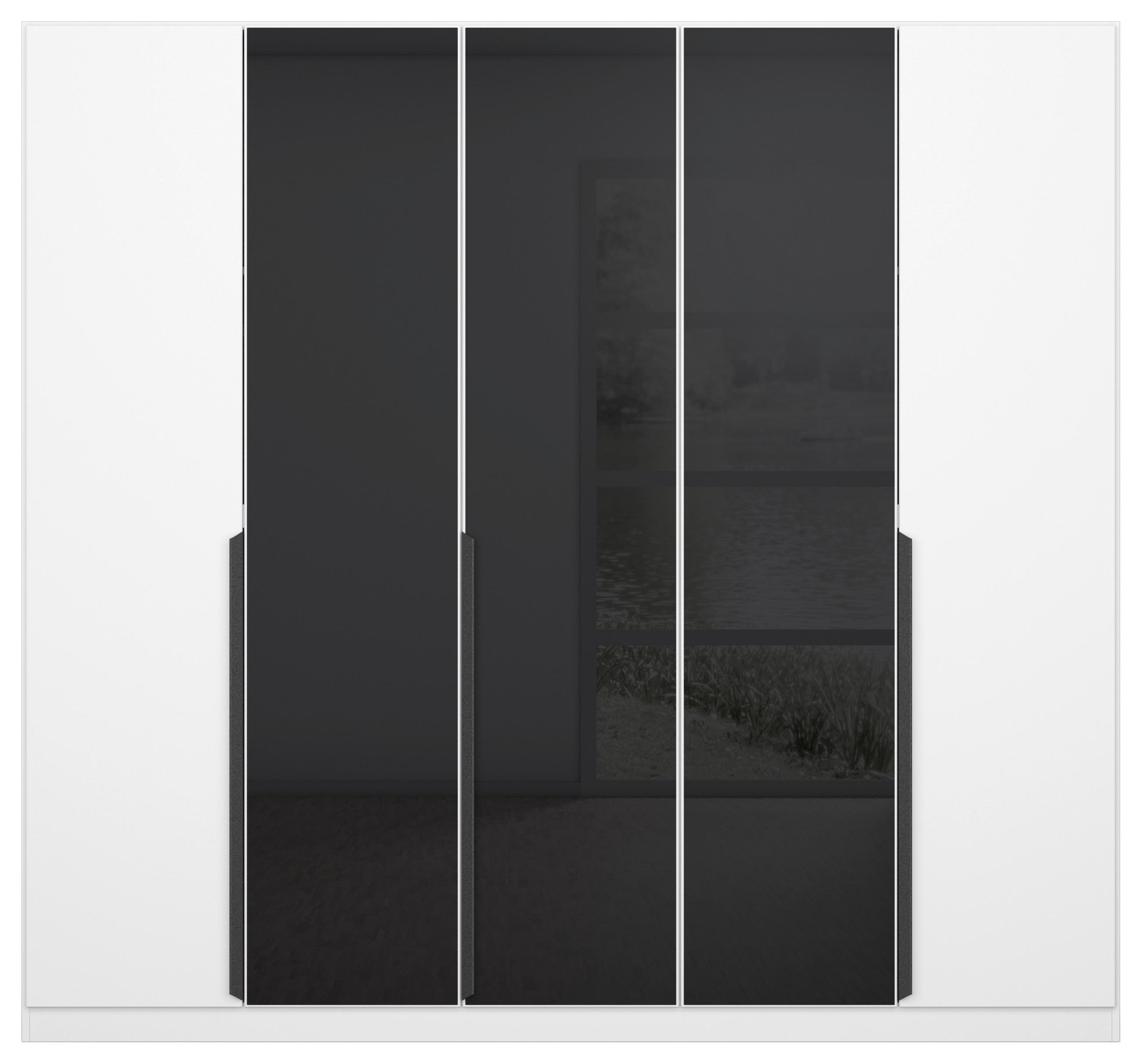 DREHTÜRENSCHRANK 225/210/54 cm 5-türig Anthrazit, Weiß  - Anthrazit/Weiß, MODERN, Glas/Holzwerkstoff (225/210/54cm) - Rauch Möbel