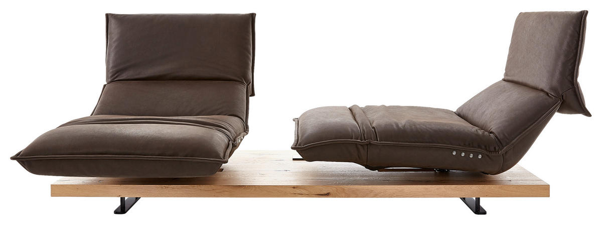 2-SITZER-SOFA Braun Echtleder  - Schwarz/Braun, Design, Leder/Holz (240/80-112/115-159cm) - Koinor