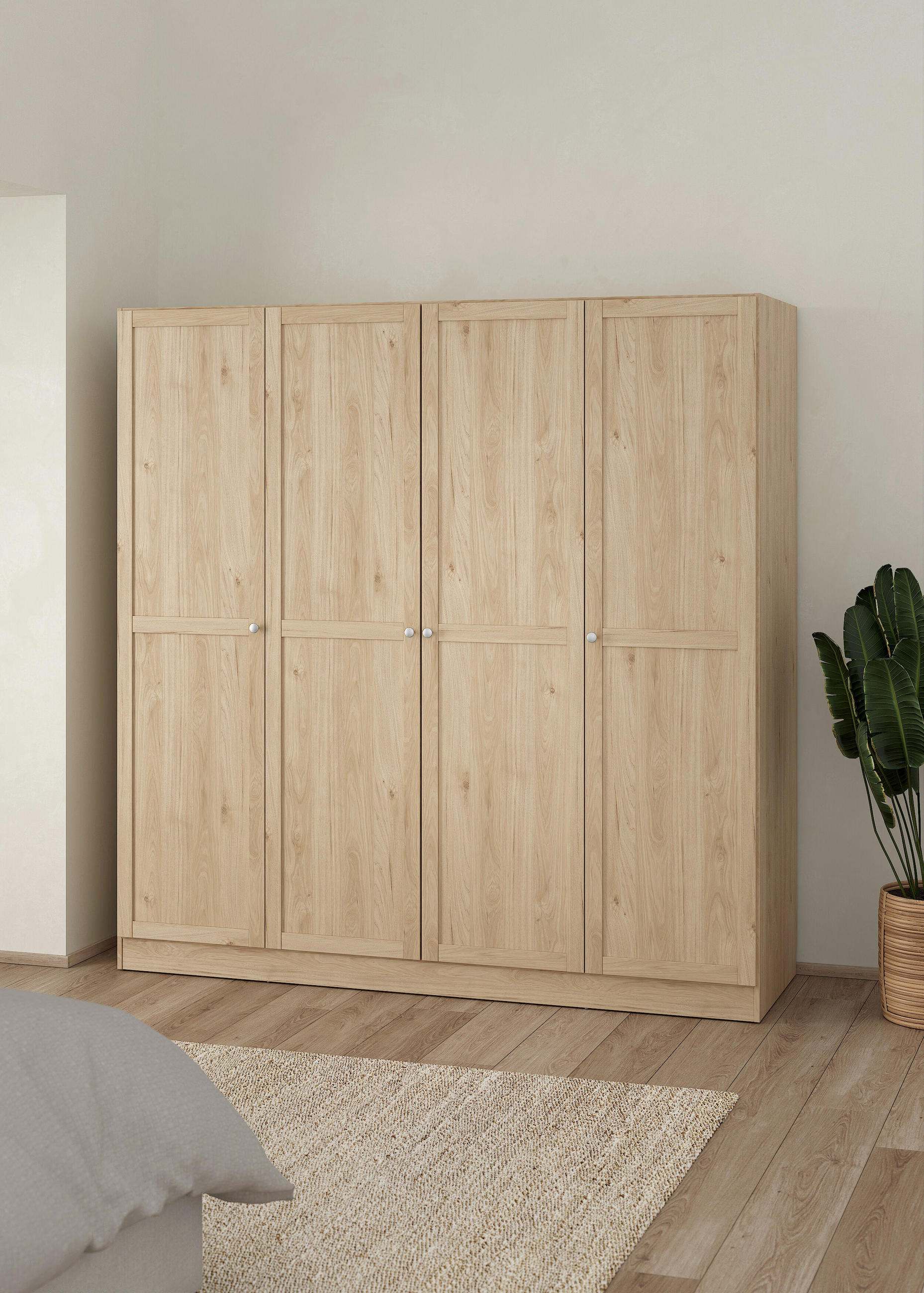 DREHTÜRENSCHRANK in Eichefarben - Eichefarben/Silberfarben, MODERN, Holzwerkstoff/Metall (195,5/200/61,7cm) - MID.YOU