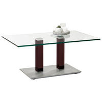 COUCHTISCH in Metall, Glas 110/70/46-65 cm  - Edelstahlfarben/Rot, Design, Glas/Kunststoff (110/70/46-65cm)