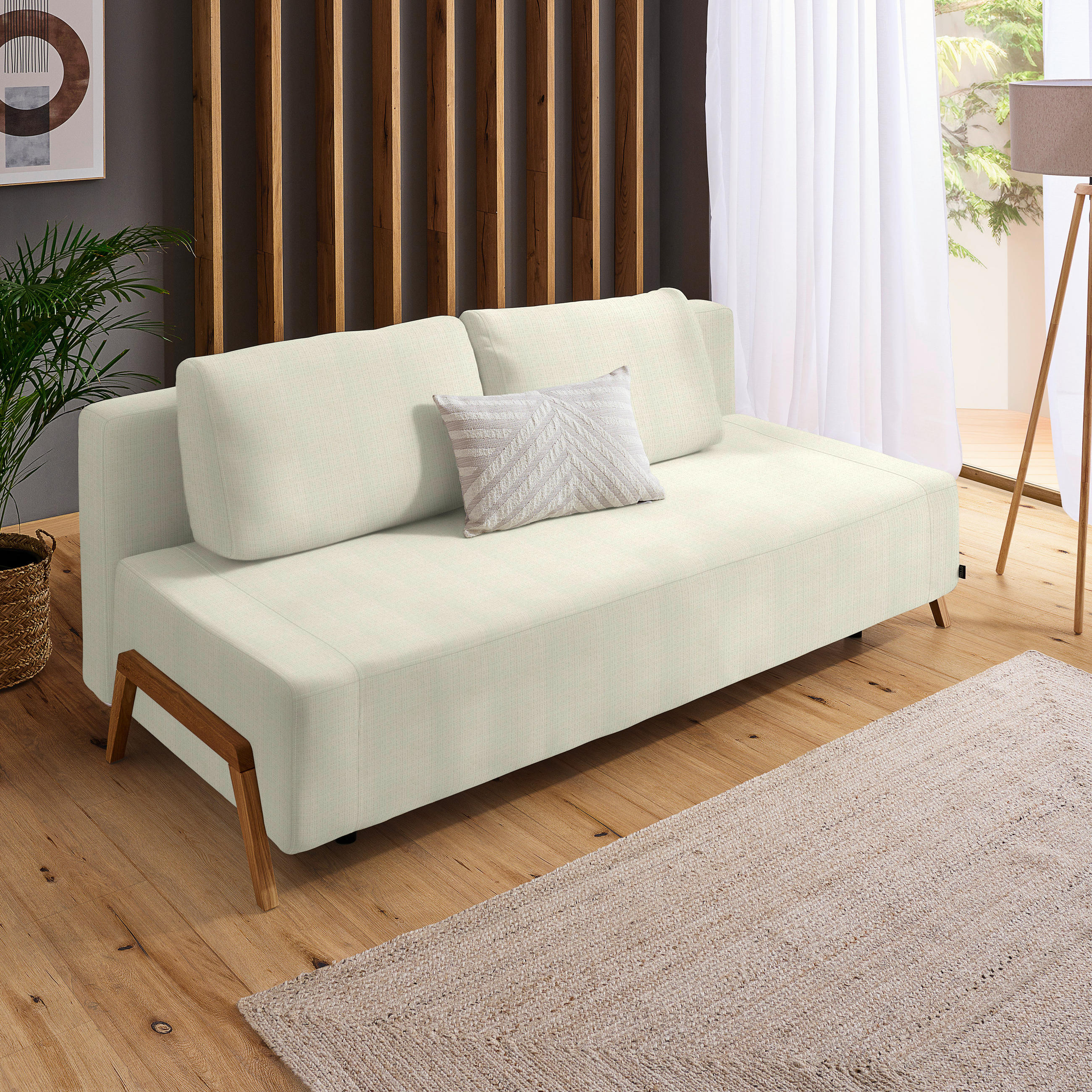 SCHLAFSOFA Chenille Weiß  - Naturfarben/Weiß, Design, Holz/Textil (211/88/102cm) - Niels Andersson