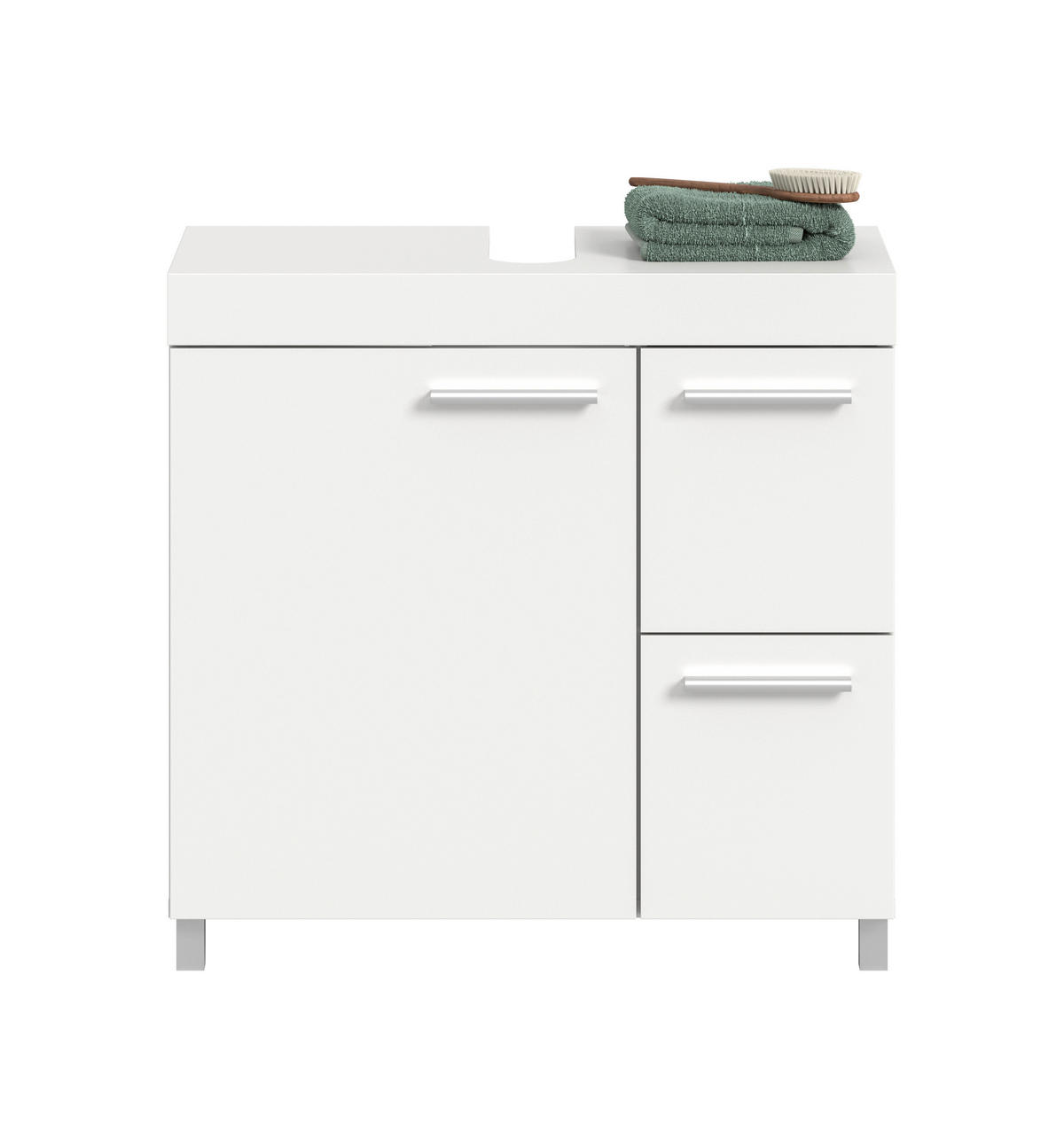 WASCHBECKENUNTERSCHRANK 65/63/31 cm  - Silberfarben/Weiß, Trend, Holzwerkstoff/Kunststoff (65/63/31cm) - MID.YOU