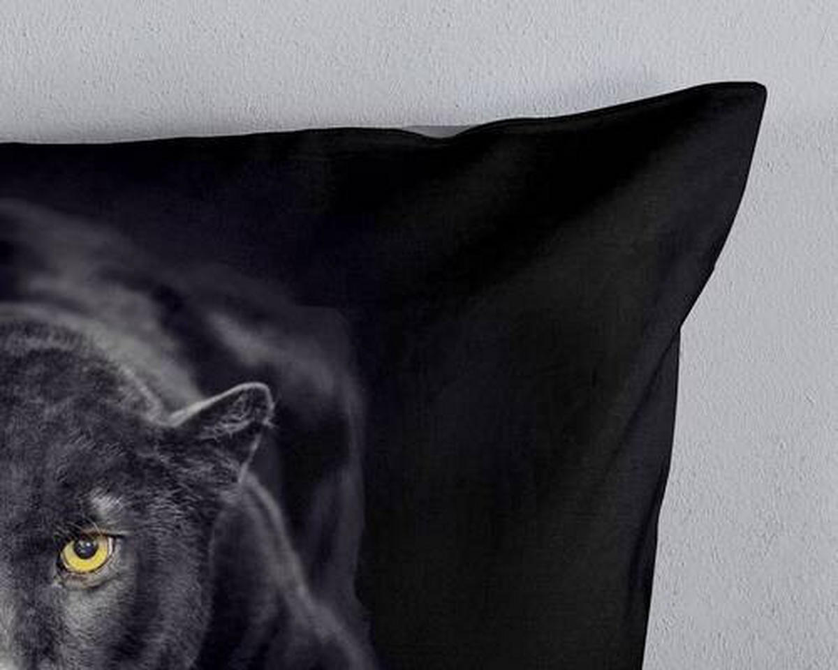 WENDEBETTWÄSCHE Panter Mikrofaser 135/200 cm  - Schwarz, Natur, Textil (135/200cm)